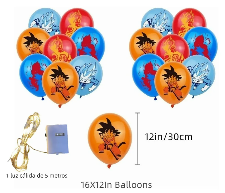 Foto 4 pulgar | Kit Xtellar 36 Globos Para Dragon Ball Goku Anime Decoraciones