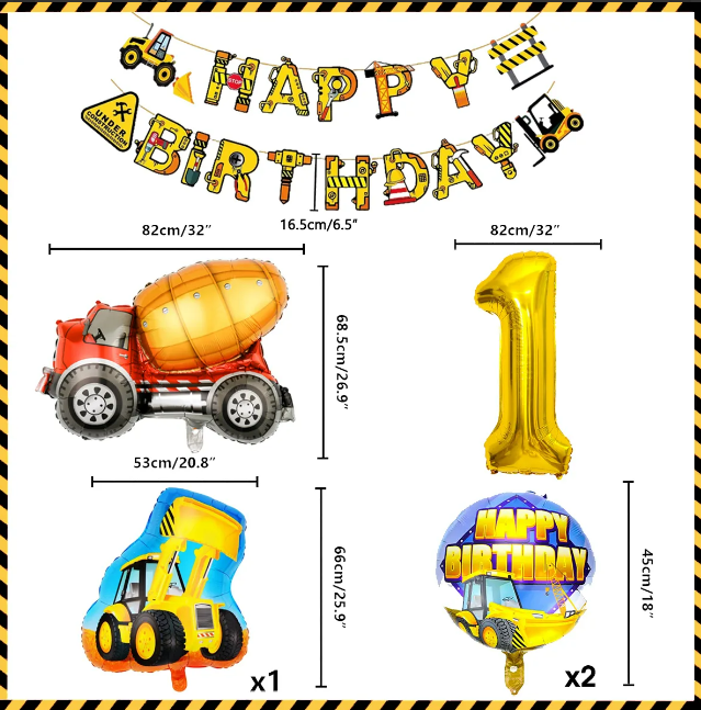 Foto 4 pulgar | Kit Xtellar Globos Decoracion Para Fiesta Vehículo De Construcción