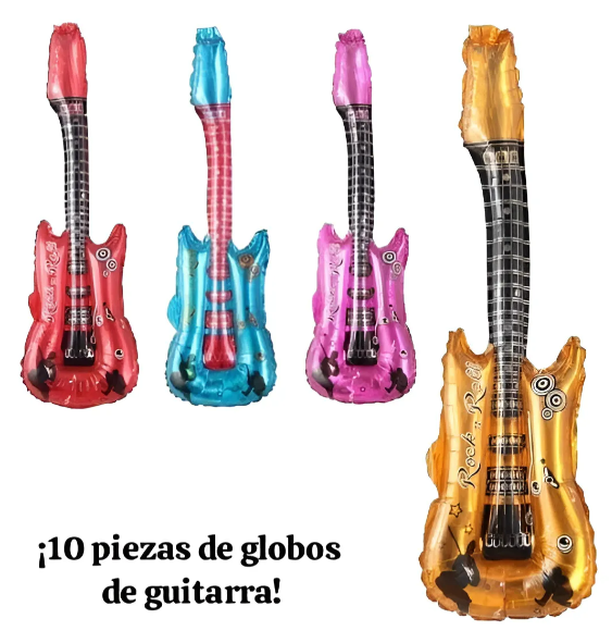Foto 3 pulgar | 10 Xtellar Pza Globo Guitarra Fiesta Boda Varios Colores