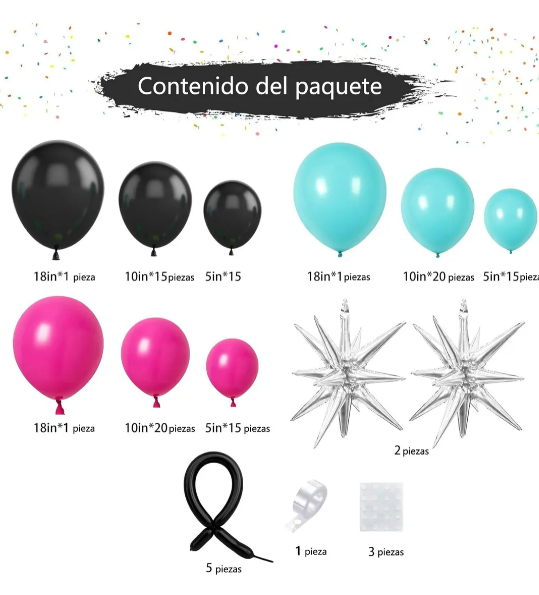 Foto 3 pulgar | Decoracion Xtellar De Globos Metalicos Guirnalda Cumpleaños Fiesta