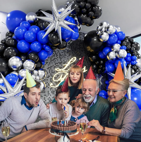 Foto 5 pulgar | Decoraciones Xtellar De Fiesta De Cumpleaños, Globos Negros Y Azules