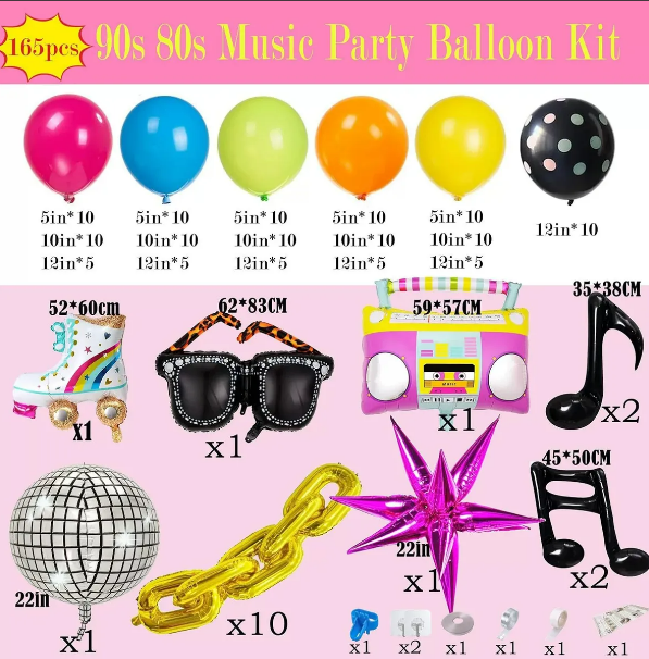 Foto 5 pulgar | Decoración 80s Xtellar 90s Disco Fiesta Globos