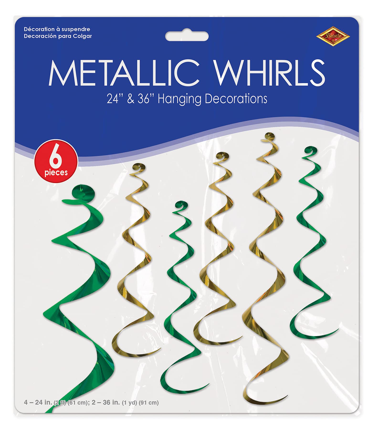 Foto 3 pulgar | Decoraciones Colgantes Beistle Twirly Whirlys Doradas Y Verdes - Venta Internacional.