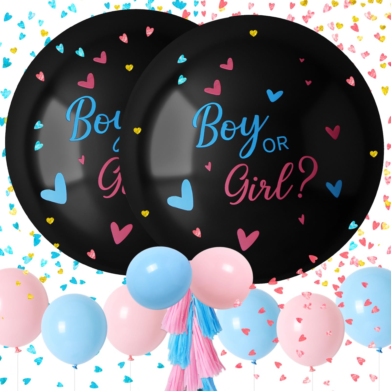 Foto 2 pulgar | Kit De Globos Gender Reveal Rubfac, 2 Unidades, 36 Jumbo, Con Confeti - Venta Internacional.