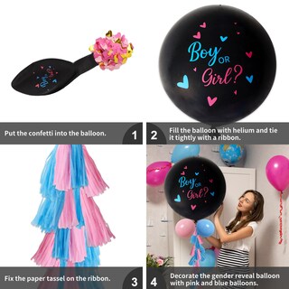Foto 4 | Kit De Globos Gender Reveal Rubfac, 2 Unidades, 36 Jumbo, Con Confeti - Venta Internacional.