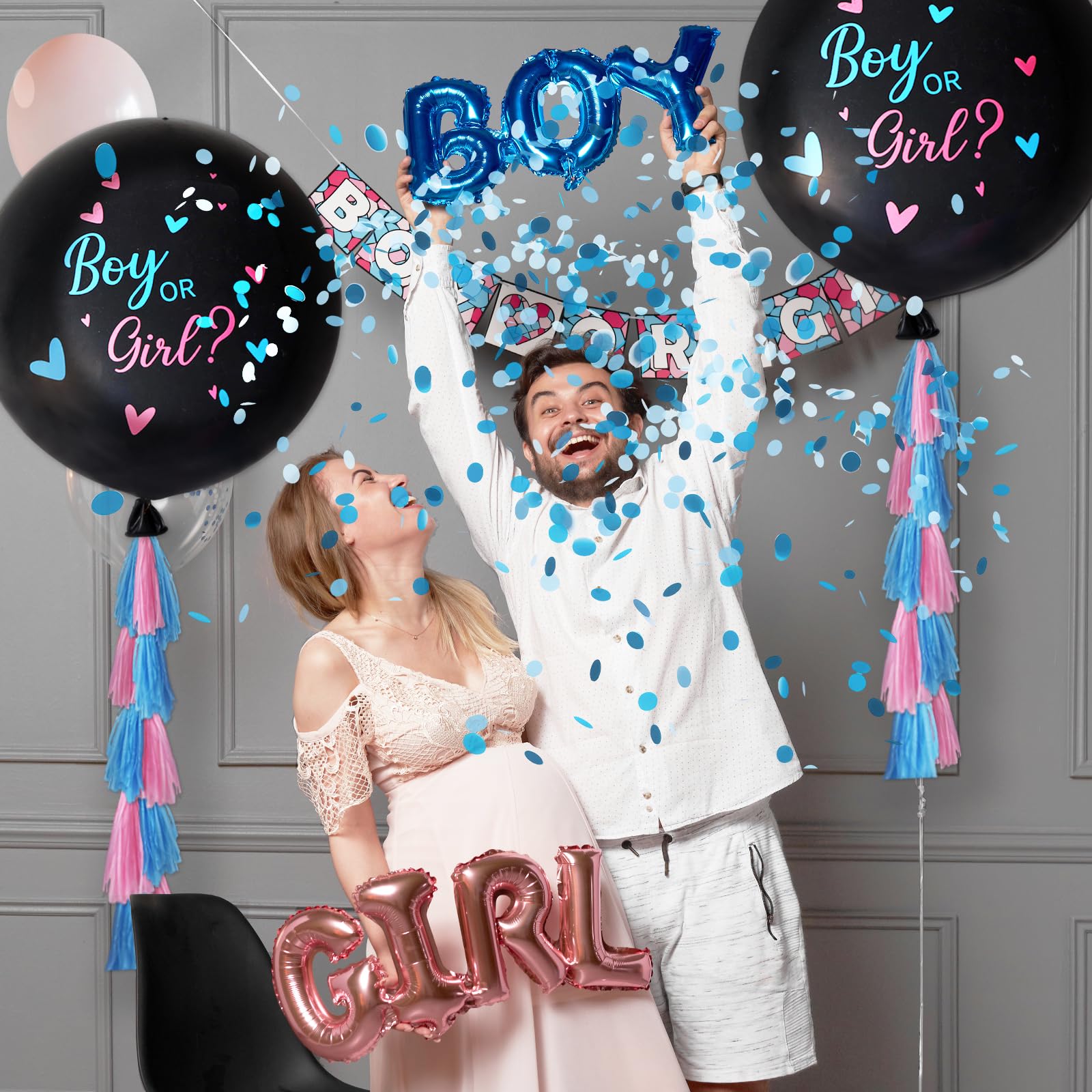 Foto 6 pulgar | Kit De Globos Gender Reveal Rubfac, 2 Unidades, 36 Jumbo, Con Confeti - Venta Internacional.