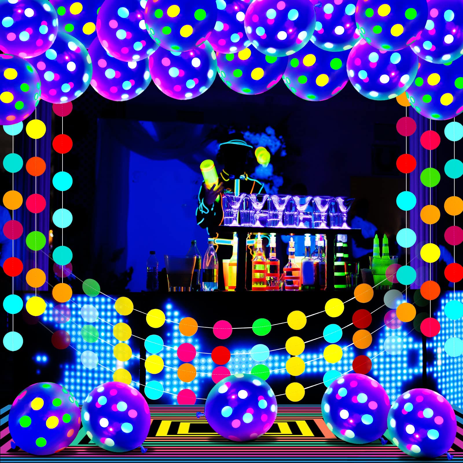 Foto 7 | Artículos De Fiesta Para Skylety Que Brillan En La Oscuridad Con Globos De Neón - Venta Internacional.