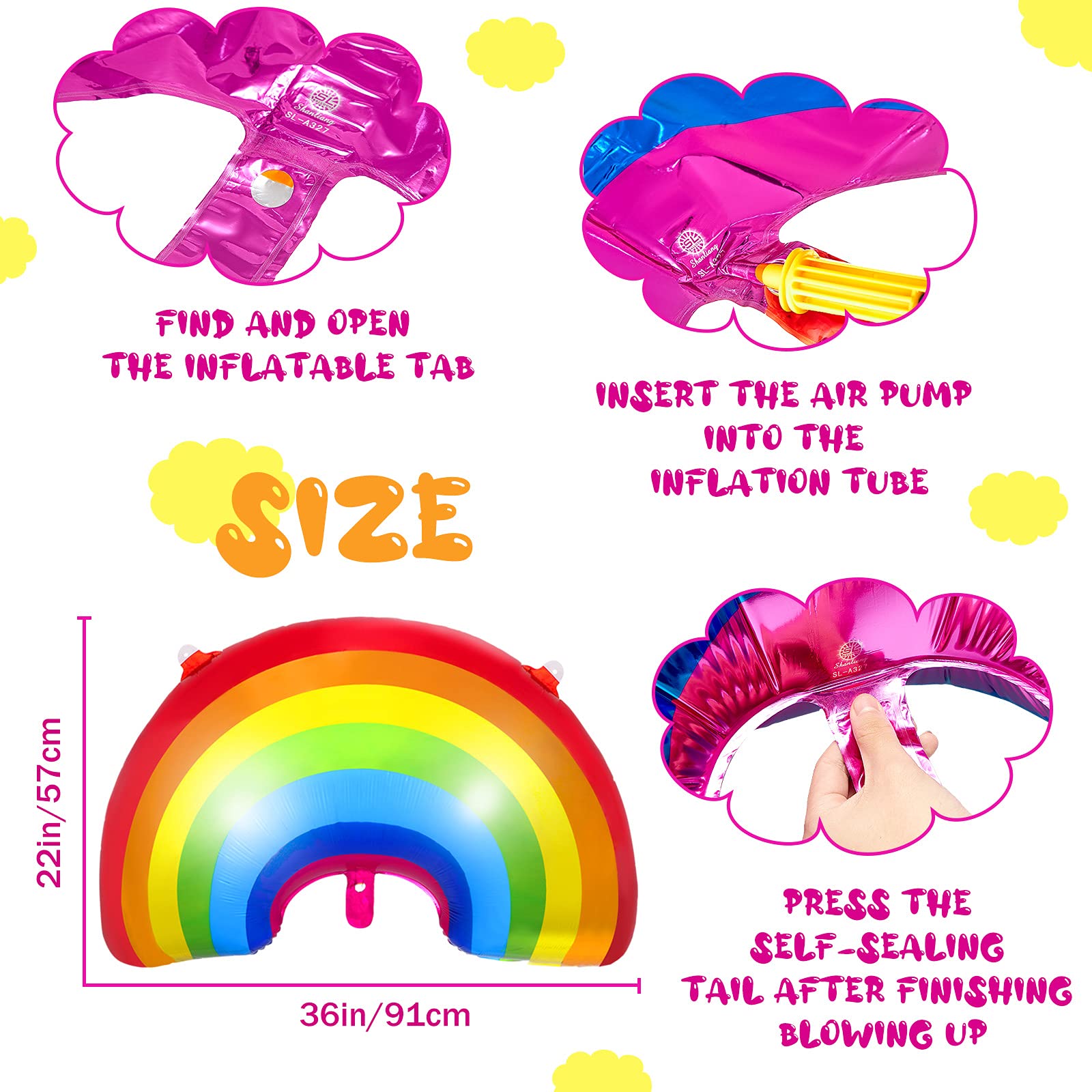 Foto 2 | Lámina De Aluminio Con Forma De Arco Iris Con Forma De Globo Skylety, 8 Piezas, Con Borlas - Venta Internacional.