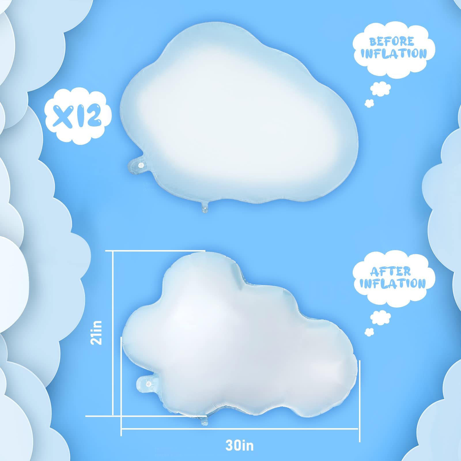 Foto 3 pulgar | Globos De Aluminio Sumind White Cloud De 30 Cm X 53 Cm Para Fiestas, 6 Unidades - Venta Internacional.
