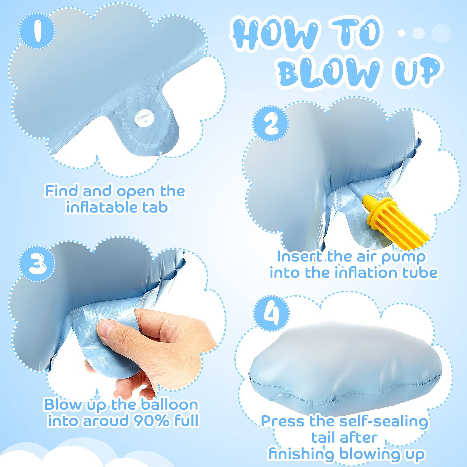 Foto 4 pulgar | Globos De Aluminio Sumind White Cloud De 30 Cm X 53 Cm Para Fiestas, 6 Unidades - Venta Internacional.
