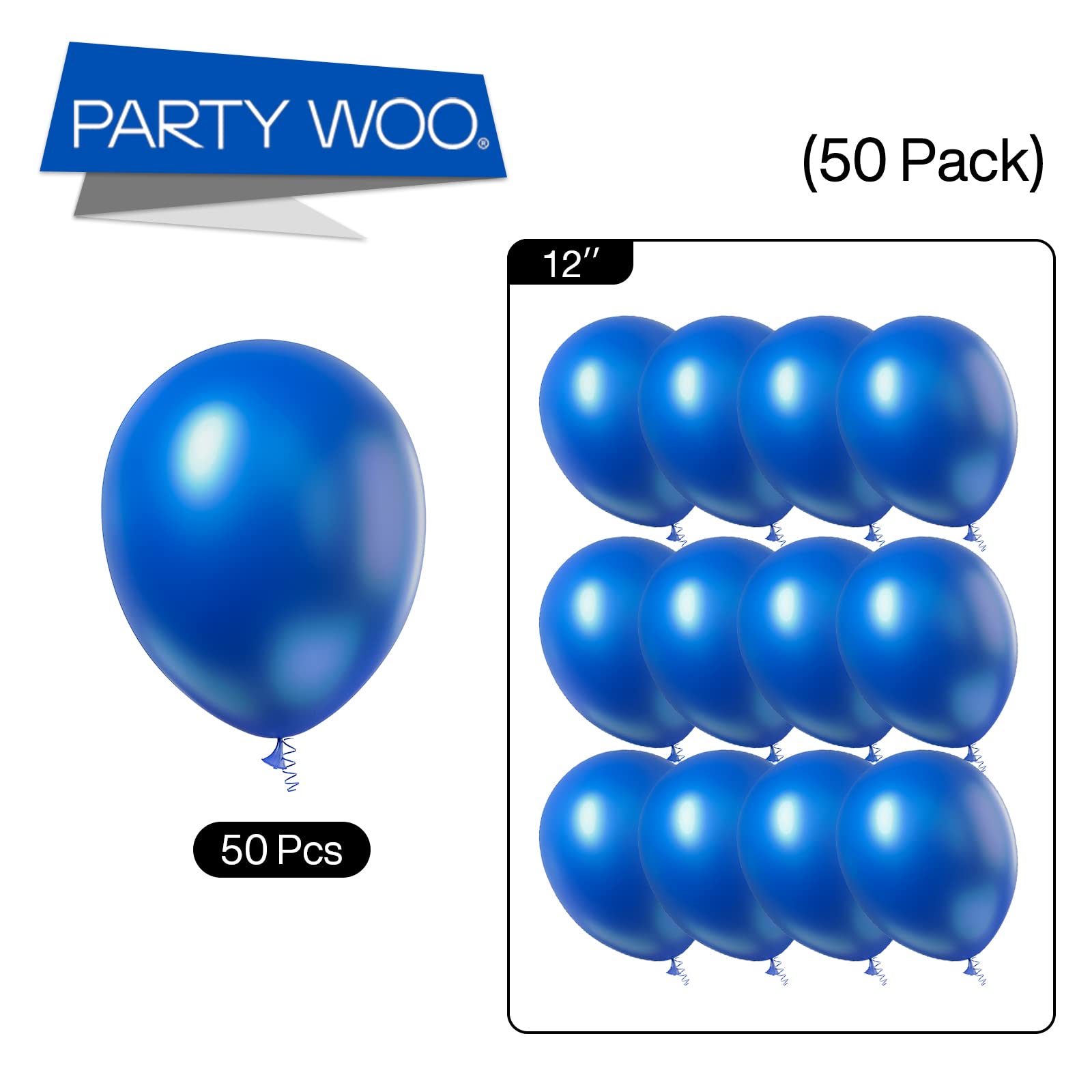 Foto 6 pulgar | Globos Partywoo Azul Persa, 50 Unidades, 30 Cm, Látex Azul Oscuro - Venta Internacional.