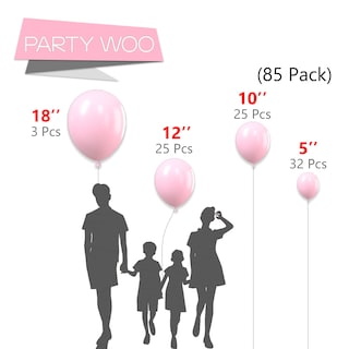 Foto 2 | Balloon Partywoo, Color Rosa Pastel, 85 Unidades, Diferentes Tamaños - Venta Internacional.