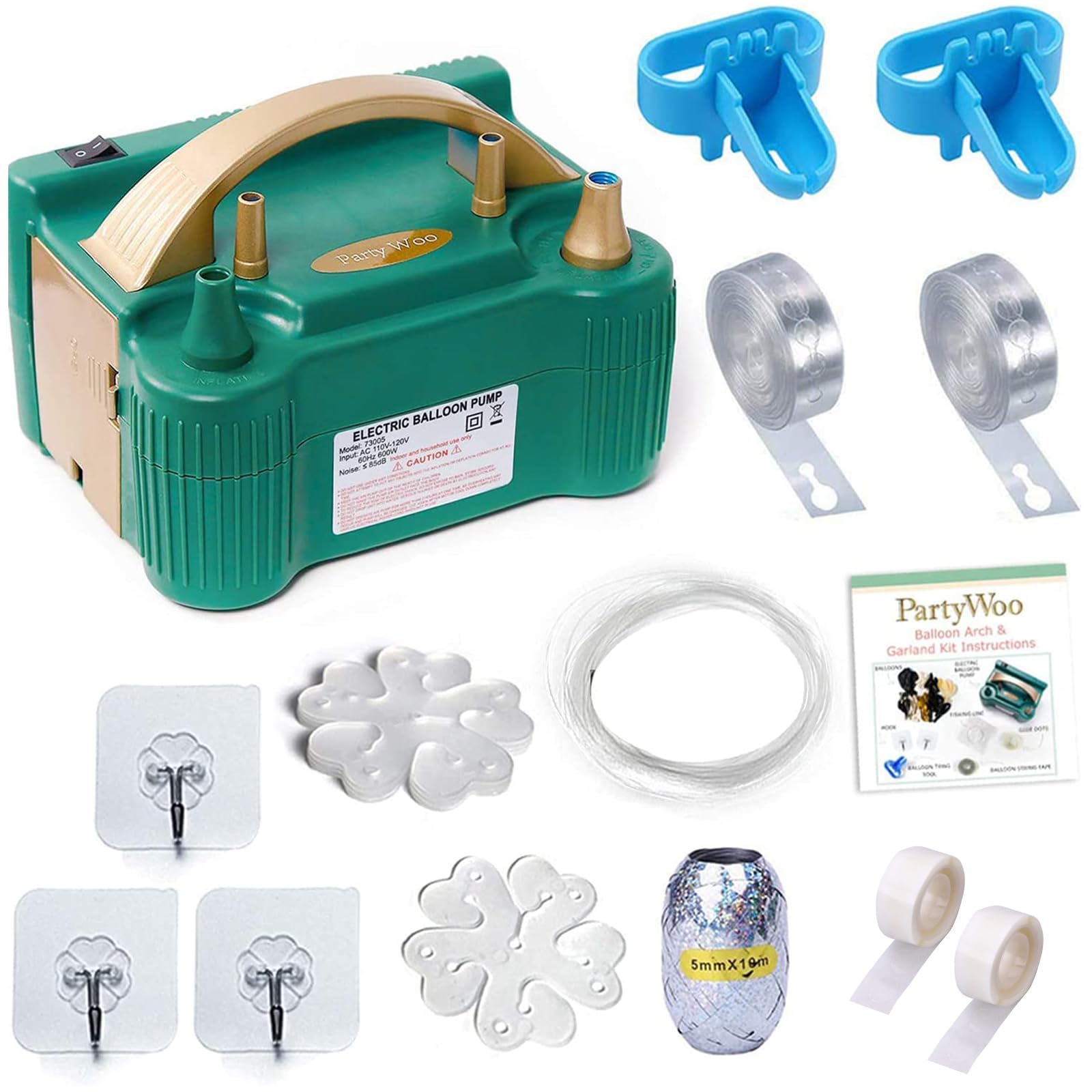 Bomba Eléctrica Para Globos Partywoo 600 W 110 V Con Boquilla Doble - Venta Internacional.