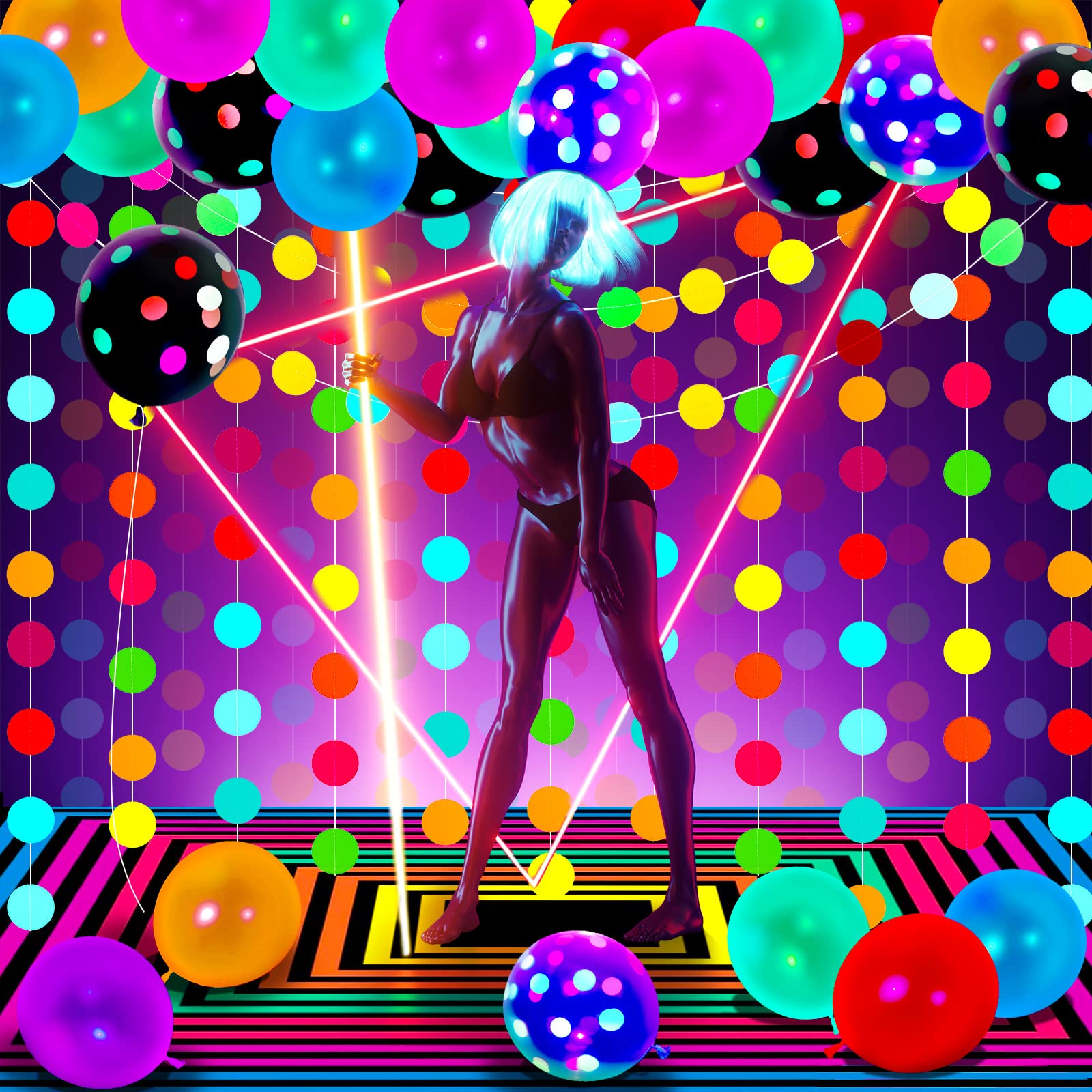 Foto 2 | Artículos De Fiesta Skylety Glow In The Dark Neon Con Globos - Venta Internacional.