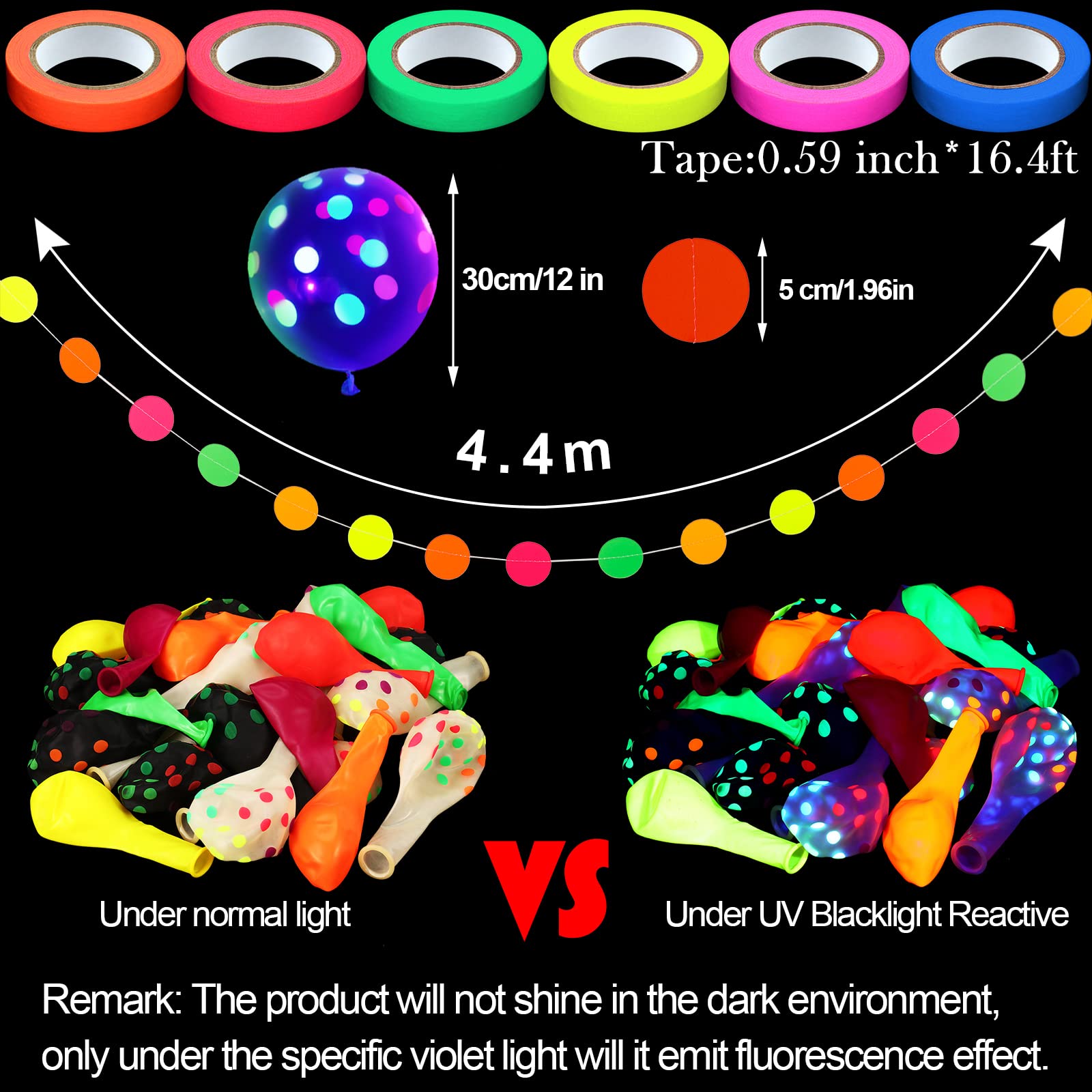 Foto 5 pulgar | Artículos De Fiesta Skylety Glow In The Dark Neon Con Globos - Venta Internacional.