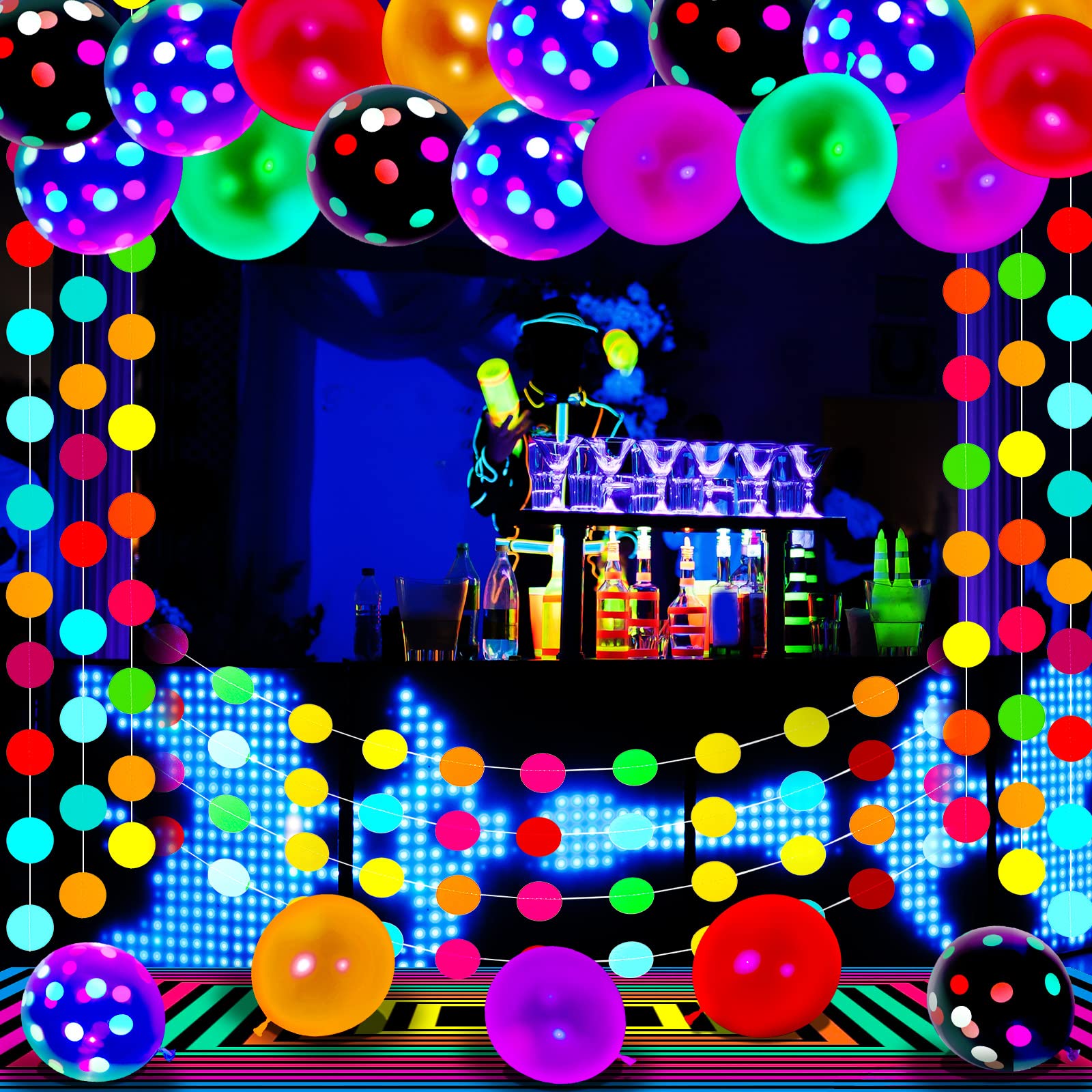 Foto 8 pulgar | Artículos De Fiesta Skylety Glow In The Dark Neon Con Globos - Venta Internacional.