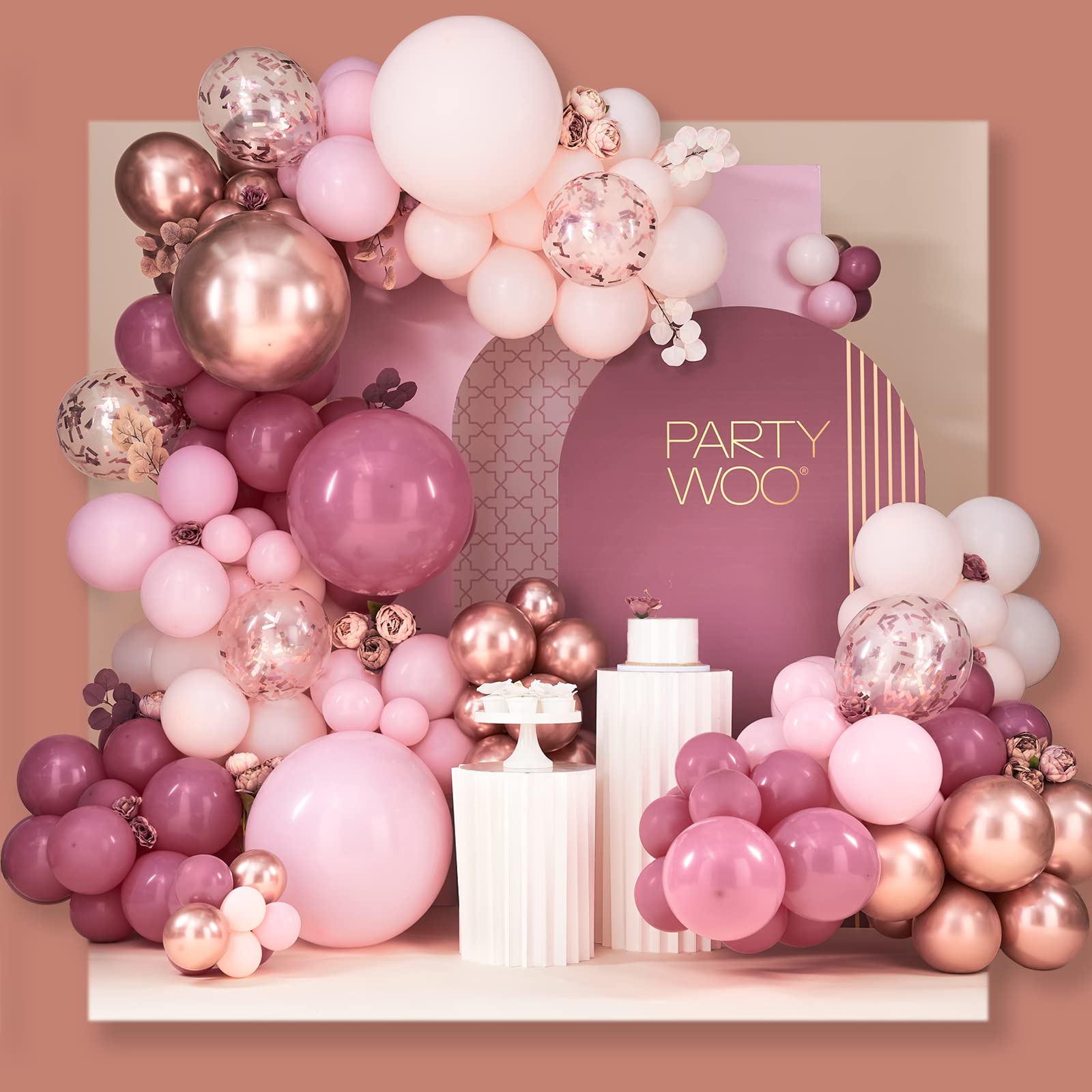 Foto 2 pulgar | Kit De Arco Con Forma De Globo Partywoo Dusty Rose Con 140 Piezas, Color Rosa - Venta Internacional.