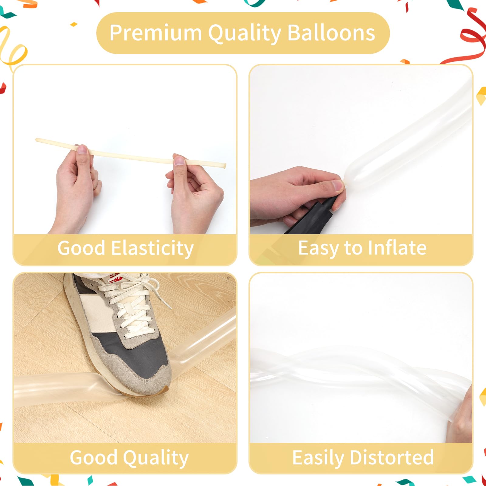 Foto 3 | Globos Rubfac 260 De Látex Transparente, Delgados, Largos, Para Niños, 100 Unidades - Venta Internacional.