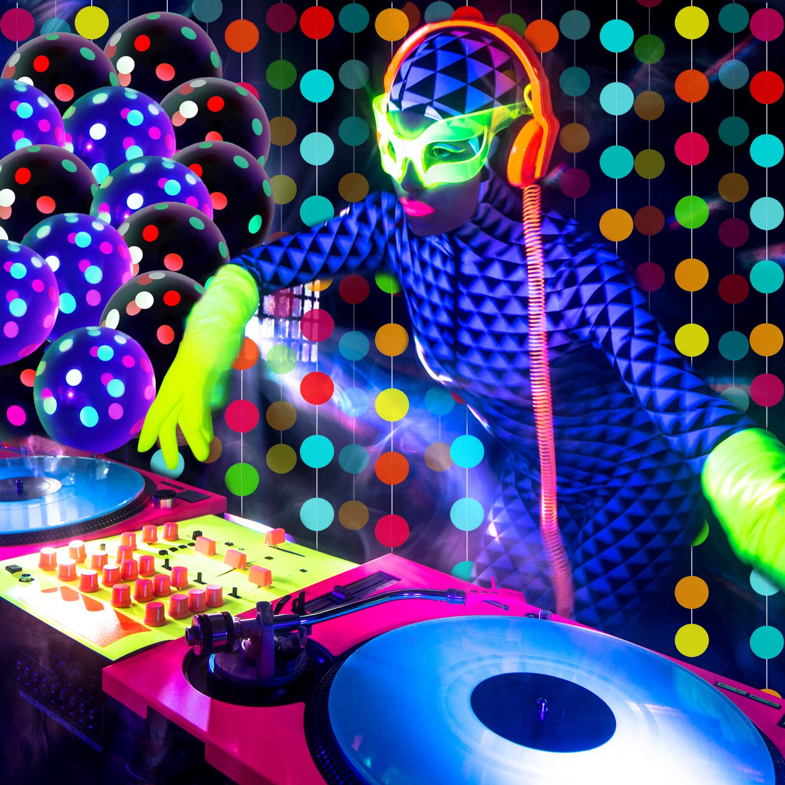 Foto 2 | Artículos De Fiesta Skylety Glow In The Dark Neon Con Globos - Venta Internacional.