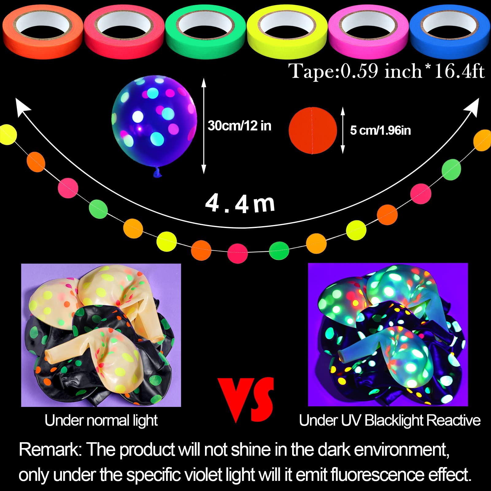 Foto 5 pulgar | Artículos De Fiesta Skylety Glow In The Dark Neon Con Globos - Venta Internacional.
