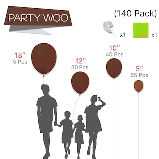 Foto 2 | Balloon Partywoo, Color Marrón Chocolate, 140 Unidades, Diferentes Tamaños - Venta Internacional.