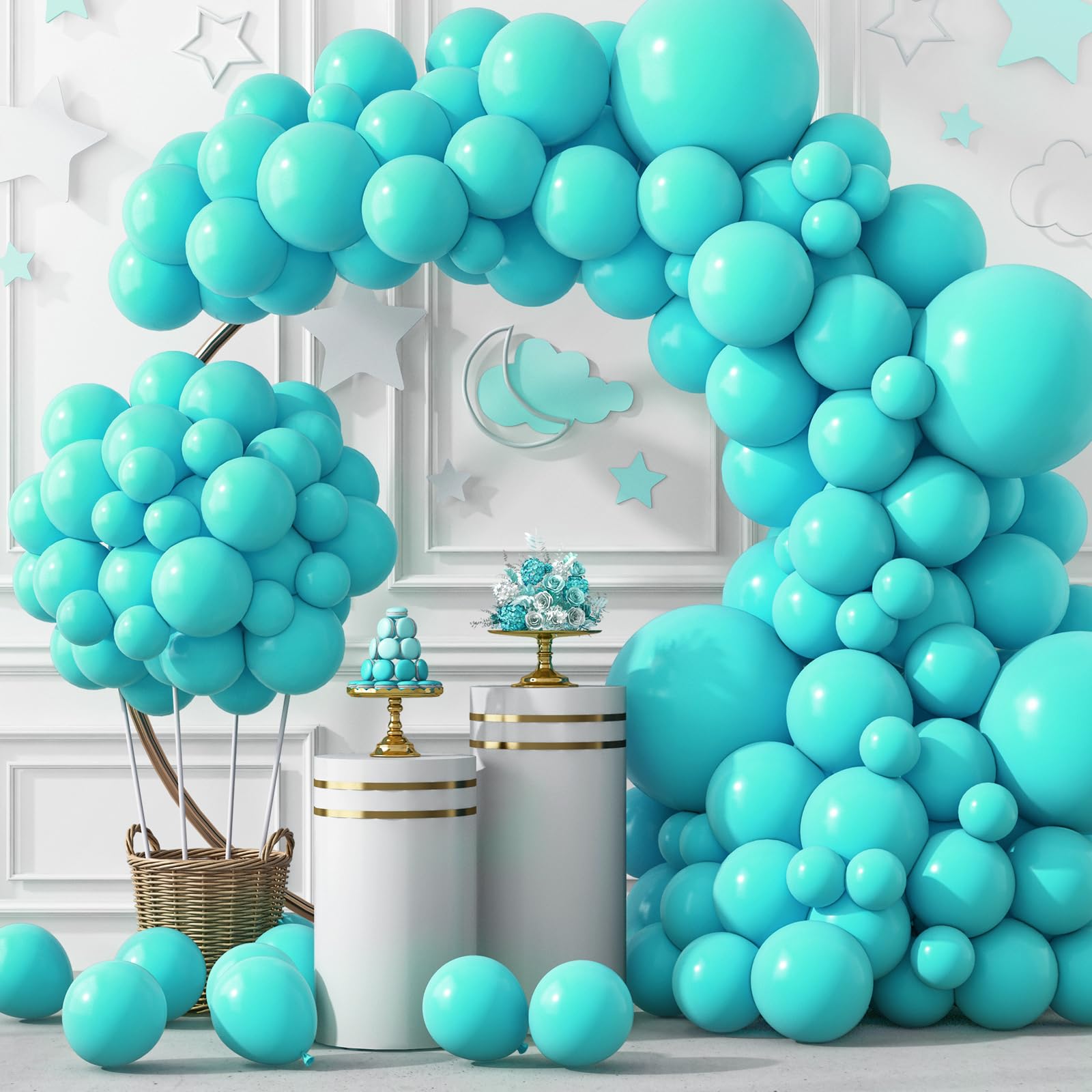 Foto 2 pulgar | Juego De Globos Rubfac De Látex Azul Turquesa, 129 Unidades Con Arco De Guirnalda - Venta Internacional.