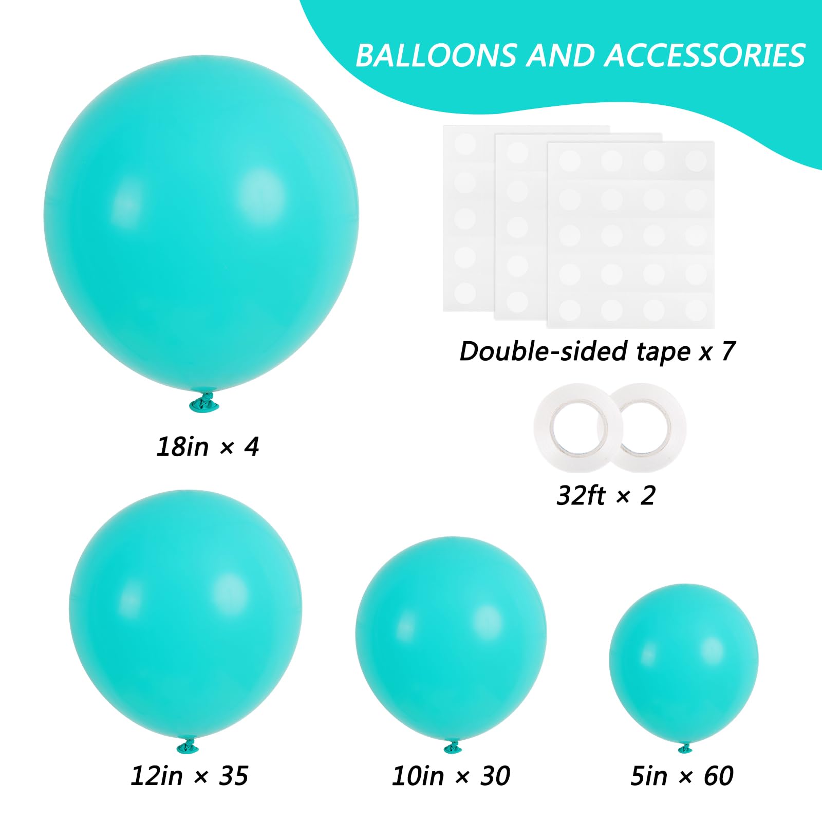 Foto 3 pulgar | Juego De Globos Rubfac De Látex Azul Turquesa, 129 Unidades Con Arco De Guirnalda - Venta Internacional.