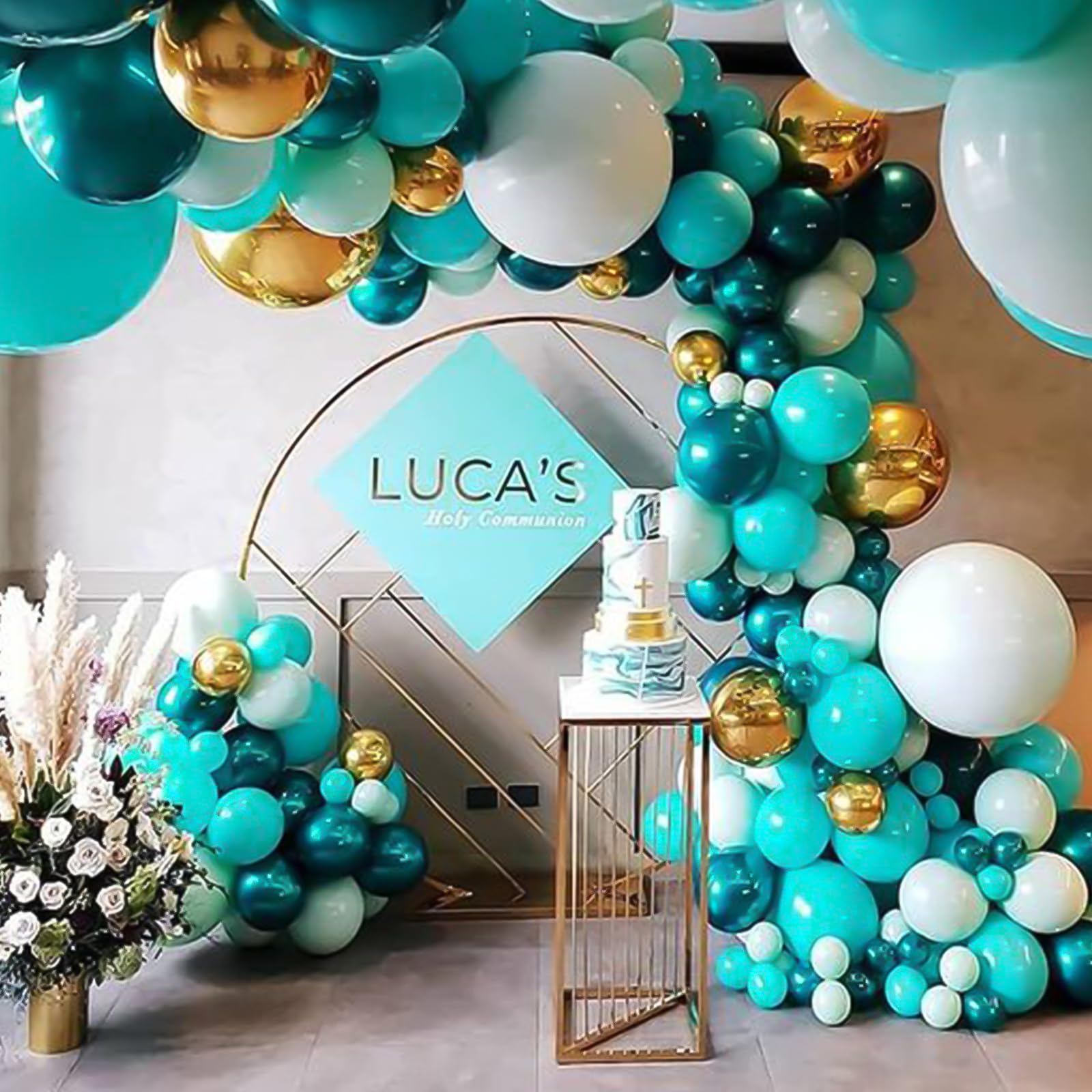 Foto 5 pulgar | Juego De Globos Rubfac De Látex Azul Turquesa, 129 Unidades Con Arco De Guirnalda - Venta Internacional.