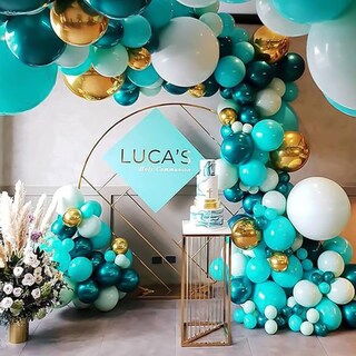 Foto 4 | Juego De Globos Rubfac De Látex Azul Turquesa, 129 Unidades Con Arco De Guirnalda - Venta Internacional.