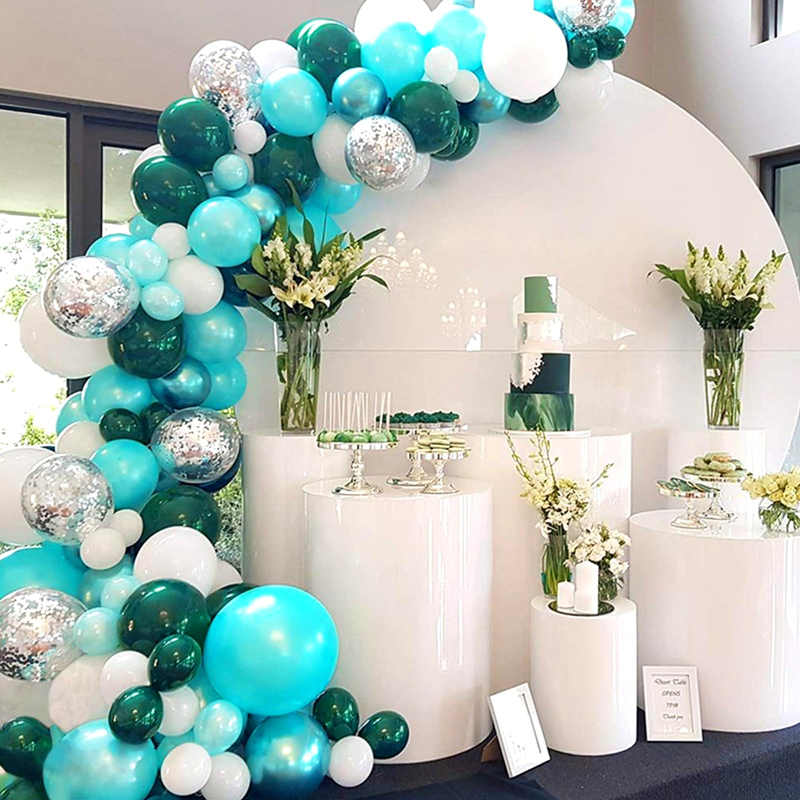 Foto 6 | Juego De Globos Rubfac De Látex Azul Turquesa, 129 Unidades Con Arco De Guirnalda - Venta Internacional.