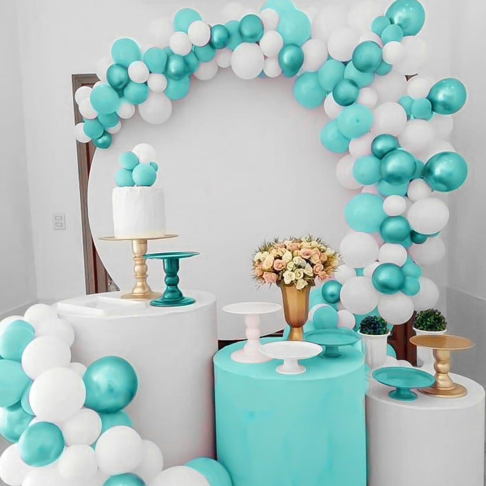 Foto 8 pulgar | Juego De Globos Rubfac De Látex Azul Turquesa, 129 Unidades Con Arco De Guirnalda - Venta Internacional.