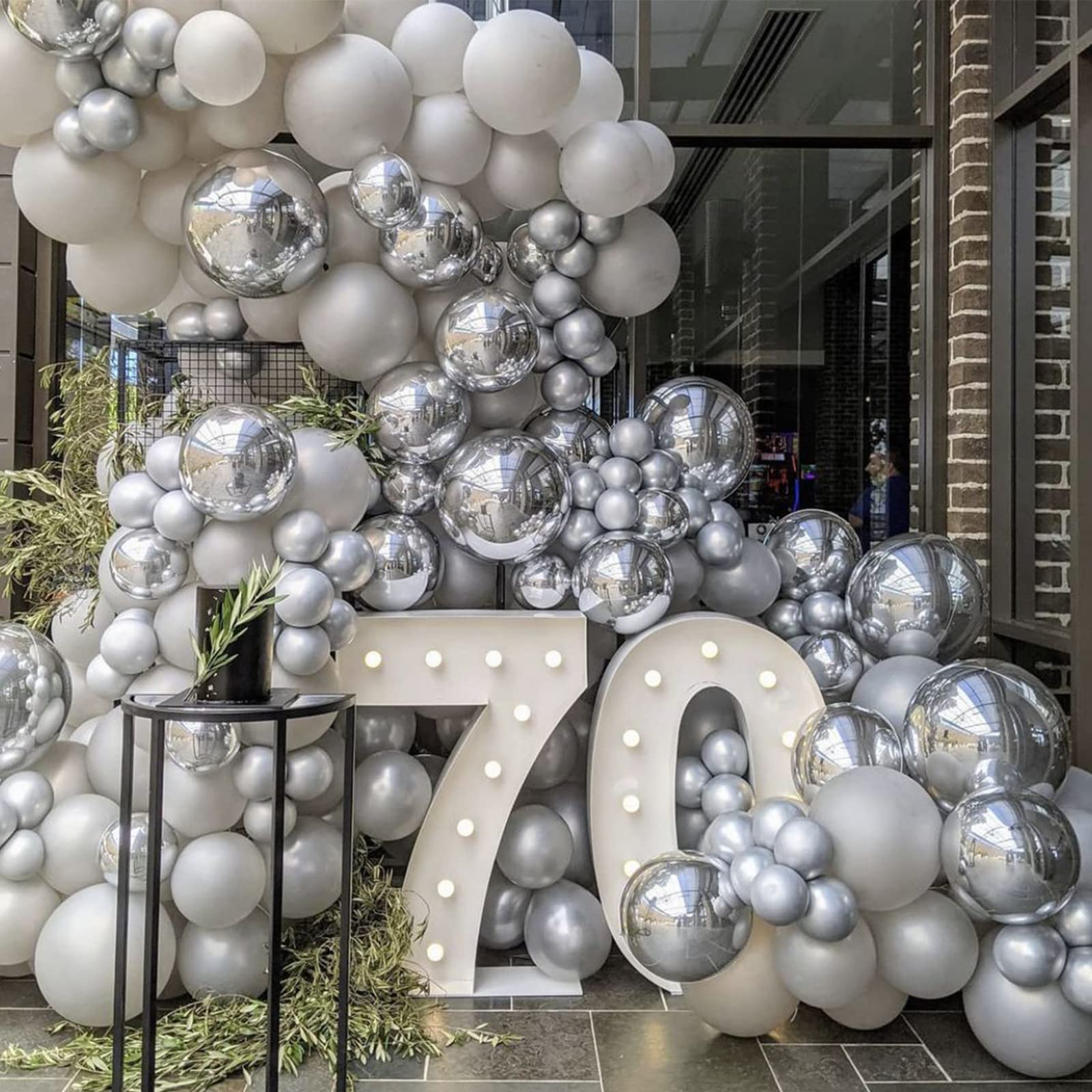 Foto 4 | Set De Globos Rubfac De Látex Plateado, 87 Unidades, Con Cinta Para Fiestas - Venta Internacional.