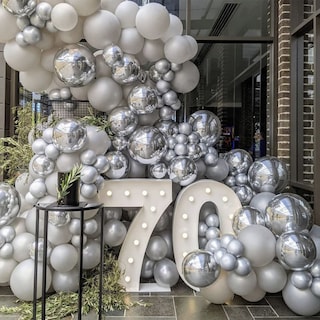 Foto 4 | Set De Globos Rubfac De Látex Plateado, 87 Unidades, Con Cinta Para Fiestas - Venta Internacional.