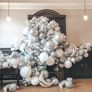 Foto 5 | Set De Globos Rubfac De Látex Plateado, 87 Unidades, Con Cinta Para Fiestas - Venta Internacional.