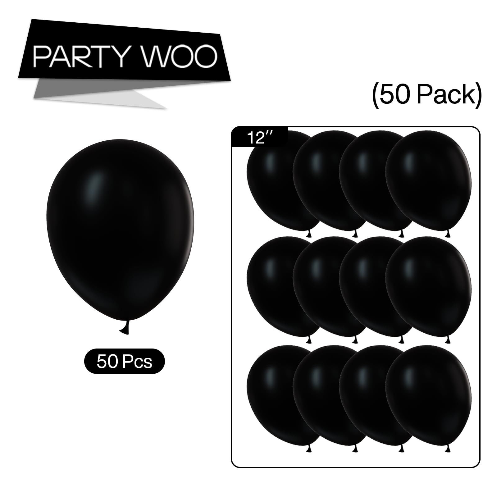 Foto 6 pulgar | Globos Partywoo, 50 Unidades, 30 Cm, Látex Negro Mate - Venta Internacional.