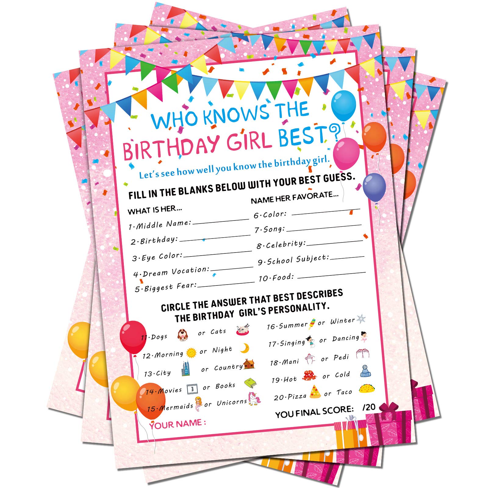 Foto 2 pulgar | Juego De Tarjetas Para Fiestas De Cumpleaños Skylety The Birthday Girl Best 50 Piezas - Venta Internacional.
