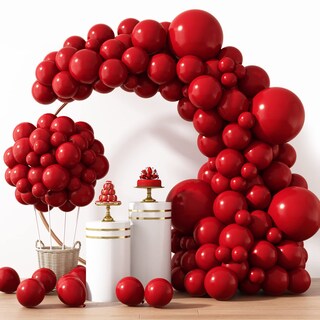 Foto 1 | Globos De Látex Rubfac, Rojo Rubí, 129 Unidades, Diferentes Tamaños, Con Kit - Venta Internacional.