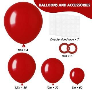 Foto 2 | Globos De Látex Rubfac, Rojo Rubí, 129 Unidades, Diferentes Tamaños, Con Kit - Venta Internacional.