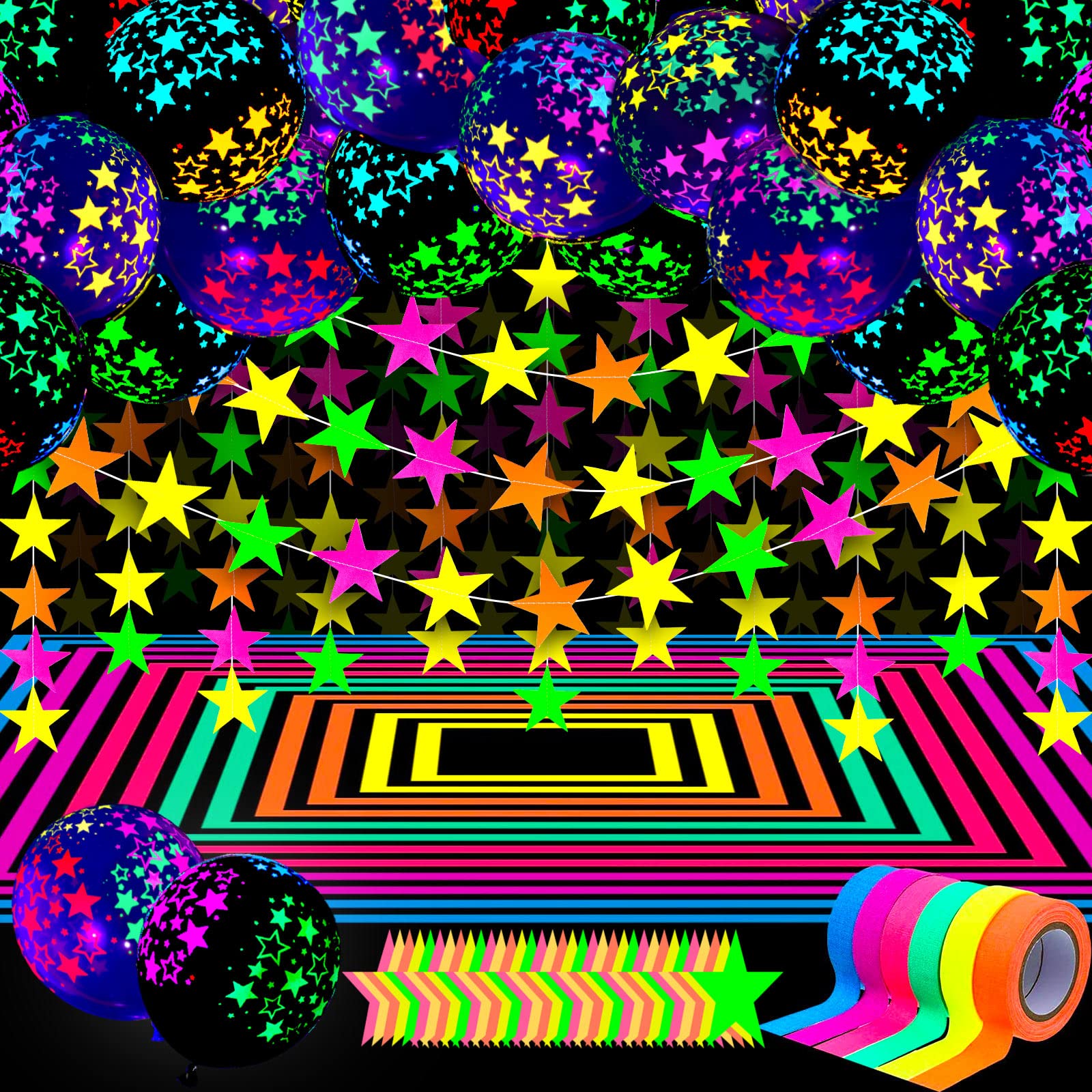 Foto 1 | Artículos De Fiesta Skylety Glow In The Dark Neon Con Globos - Venta Internacional.