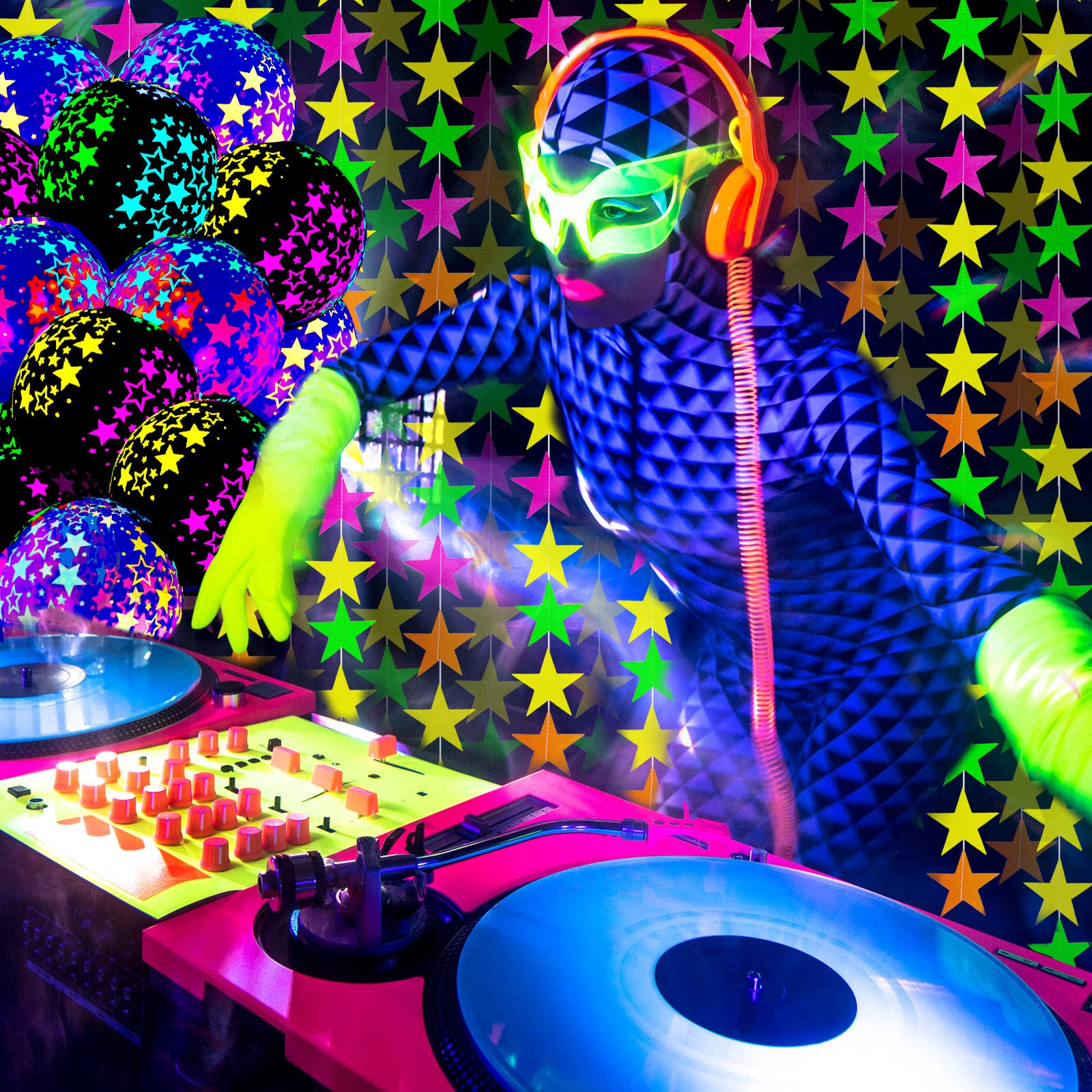 Foto 4 pulgar | Artículos De Fiesta Skylety Glow In The Dark Neon Con Globos - Venta Internacional.