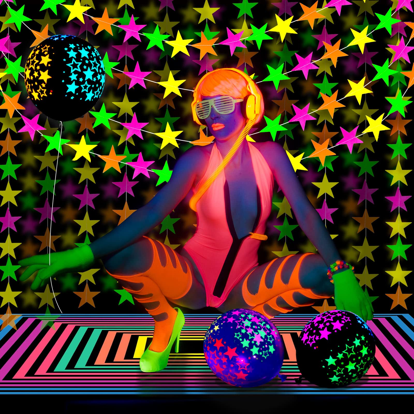 Foto 7 pulgar | Artículos De Fiesta Skylety Glow In The Dark Neon Con Globos - Venta Internacional.