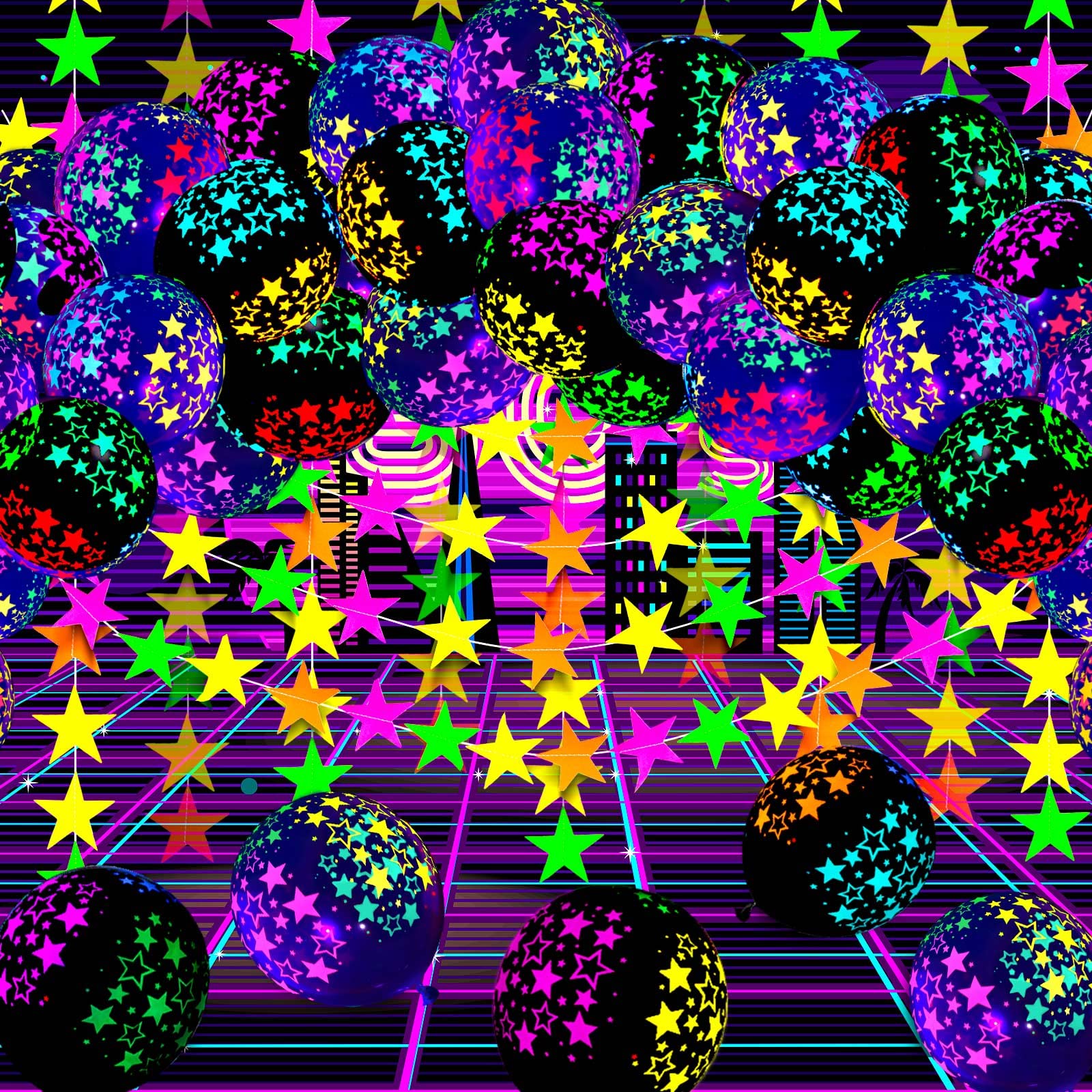 Foto 7 | Artículos De Fiesta Skylety Glow In The Dark Neon Con Globos - Venta Internacional.