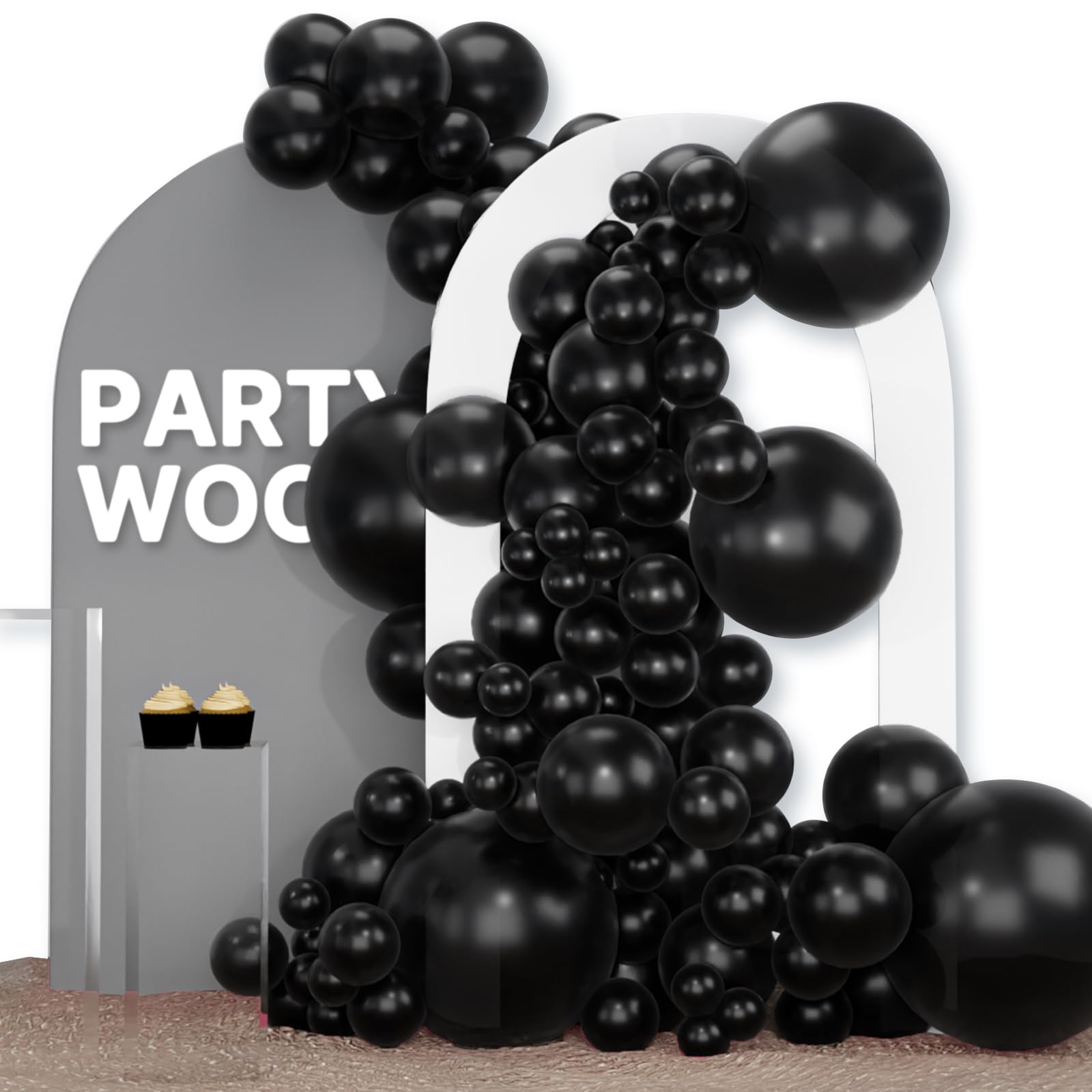 Foto 2 pulgar | Balloon Partywoo Black, 120 Unidades, Negro Mate, Diferentes Tamaños - Venta Internacional.