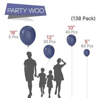 Foto 2 | Balloon Partywoo, Color Azul Oscuro, 138 Unidades, Diferentes Tamaños - Venta Internacional.