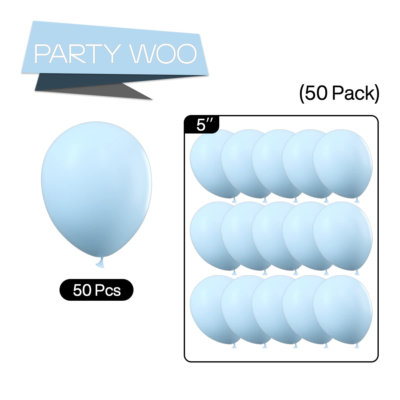 Foto 6 pulgar | Globos Partywoo Azul Pastel De 5 Pulgadas, 50 Unidades, Para Decoración - Venta Internacional.