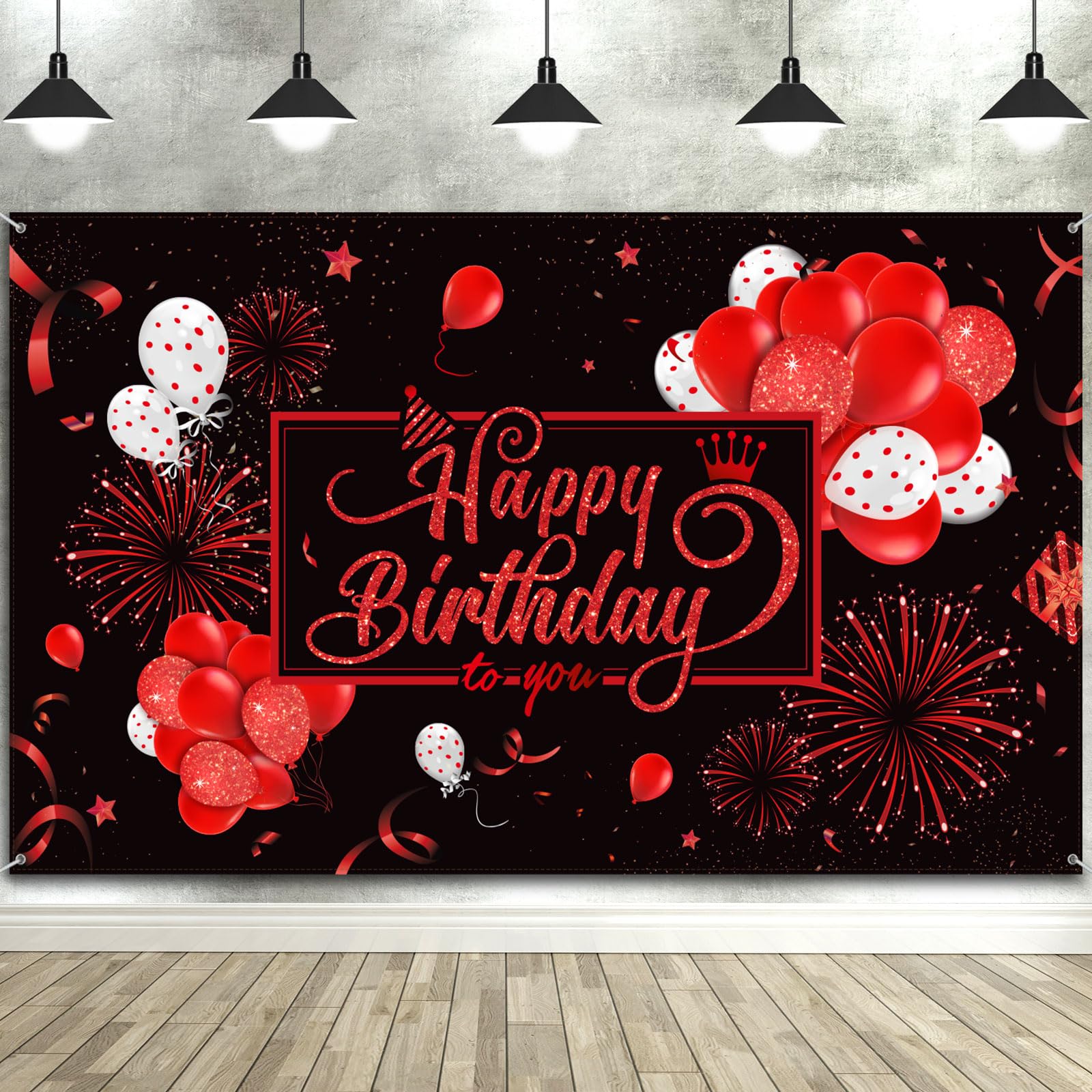 Foto 2 pulgar | Lienzo De Fondo Bulu Happy Birthday, Negro Y Rojo, 185 X 110 Cm - Venta Internacional.