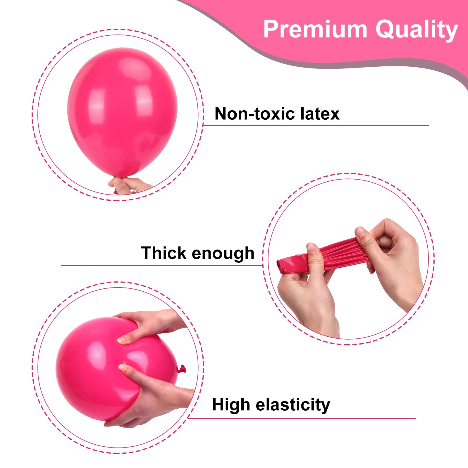 Foto 3 | Juego De Globos Rubfac De Látex Rosa Intenso, 105 Unidades, Con Cinta Y Pegamento - Venta Internacional.