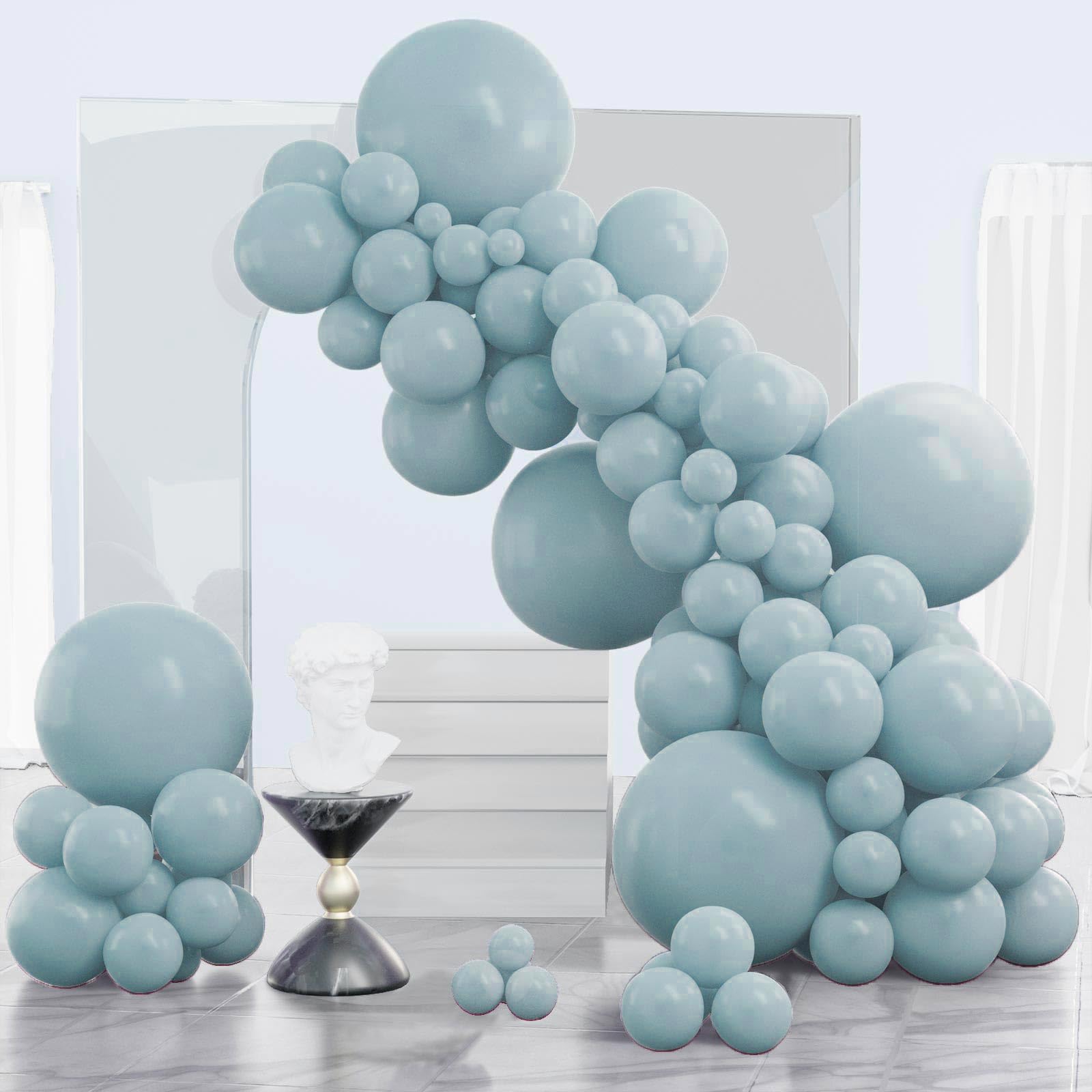 Balloon Partywoo Pale Aqua, 120 Unidades, Color Azul Bohemio, Diferentes Tamaños - Venta Internacional.