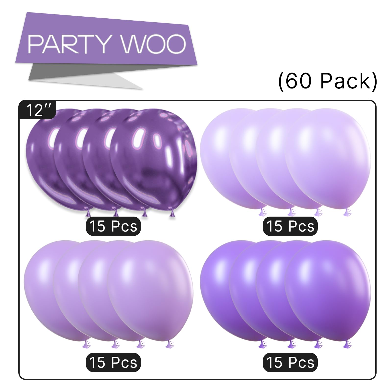 Foto 6 pulgar | Globos Partywoo, 70 Unidades, 30 Cm, Color Lila Pastel Y Violeta - Venta Internacional.