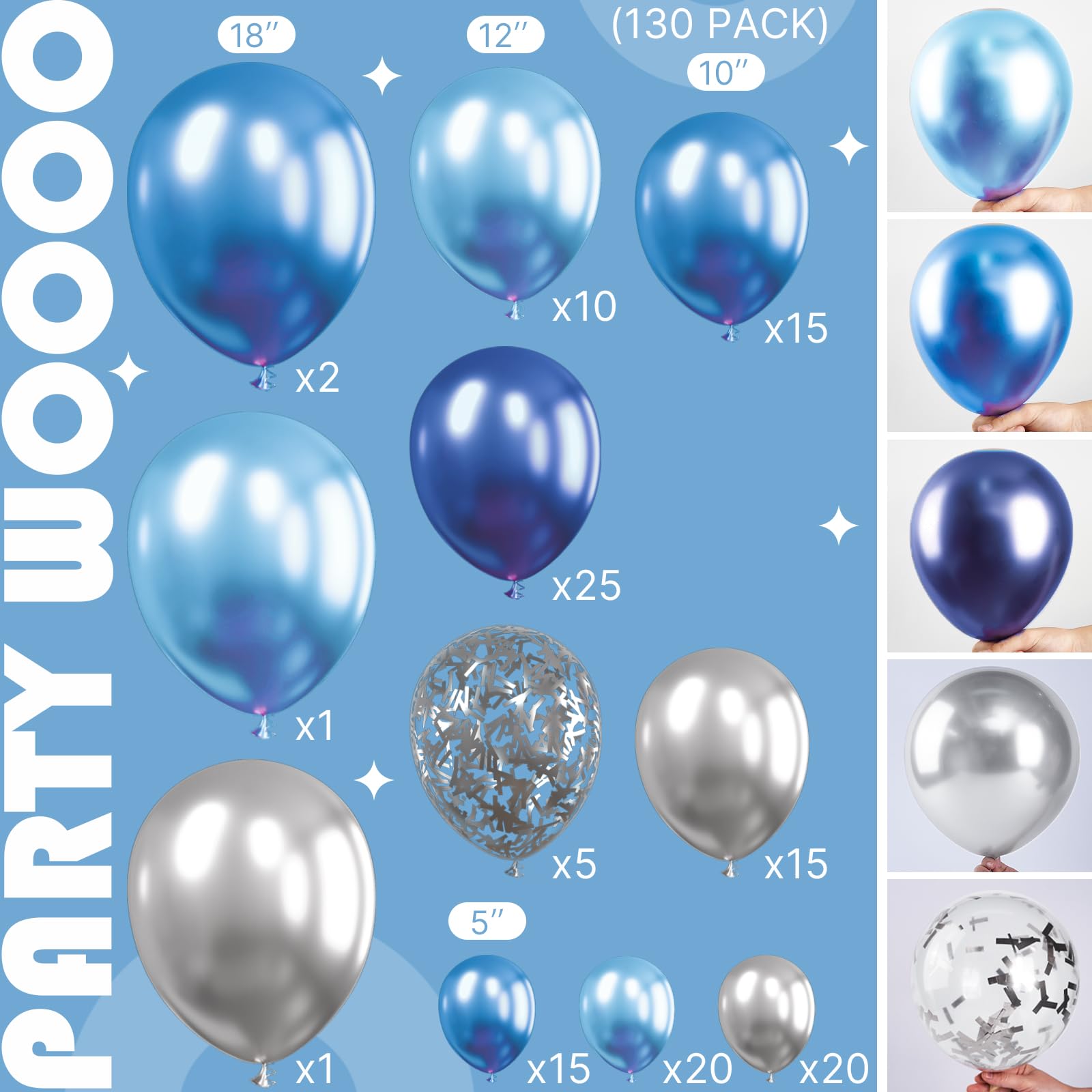 Foto 3 pulgar | Kit De Guirnaldas Con Globos Partywoo Blue Shades 130 Unidades - Venta Internacional.